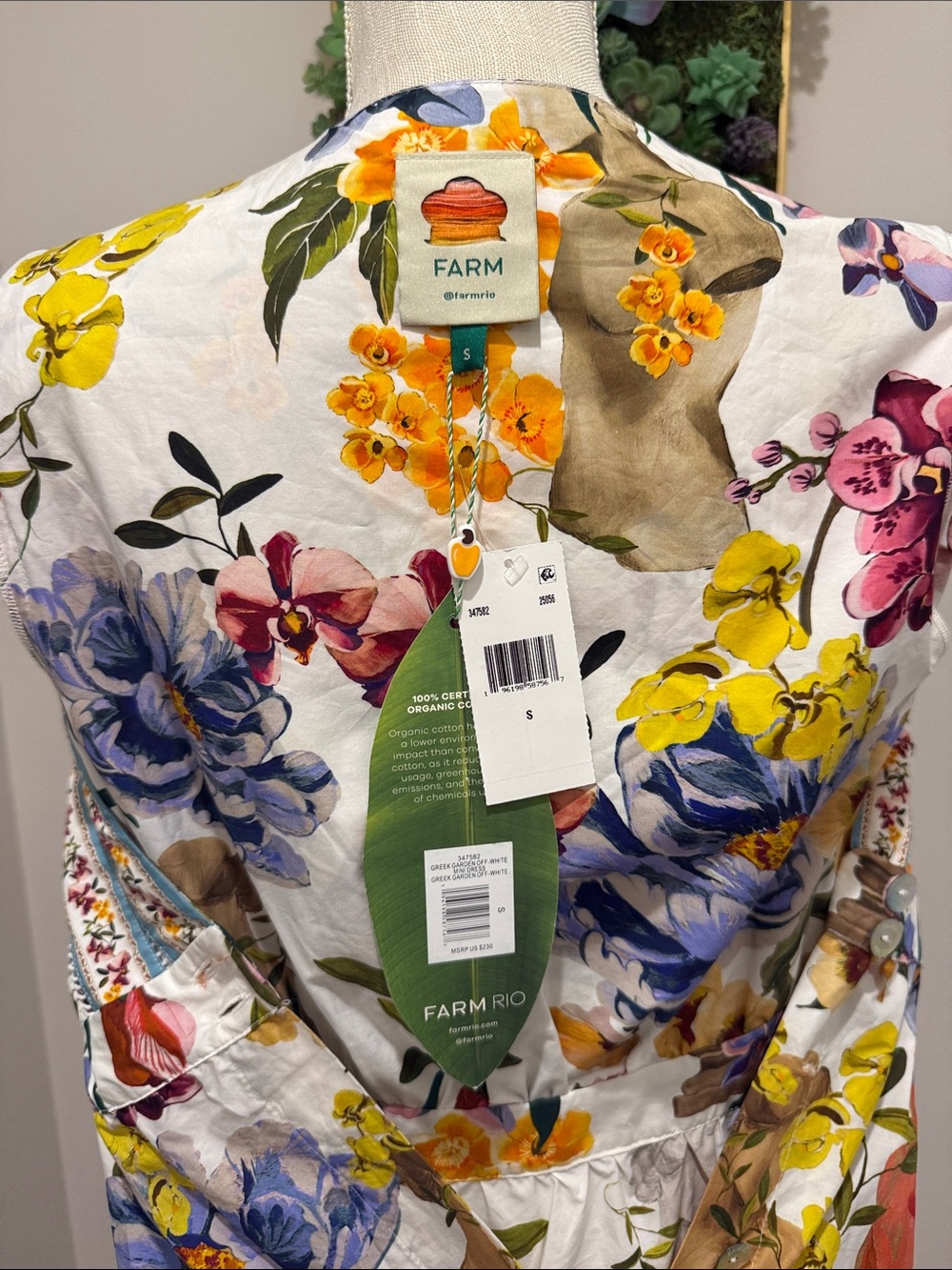 NWT Farm Rio Greek Garden Off-White Mini Dress - Picture 6 of 7